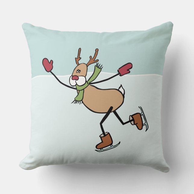 Cute Dancing Reindeer Throw Pillow (Front)