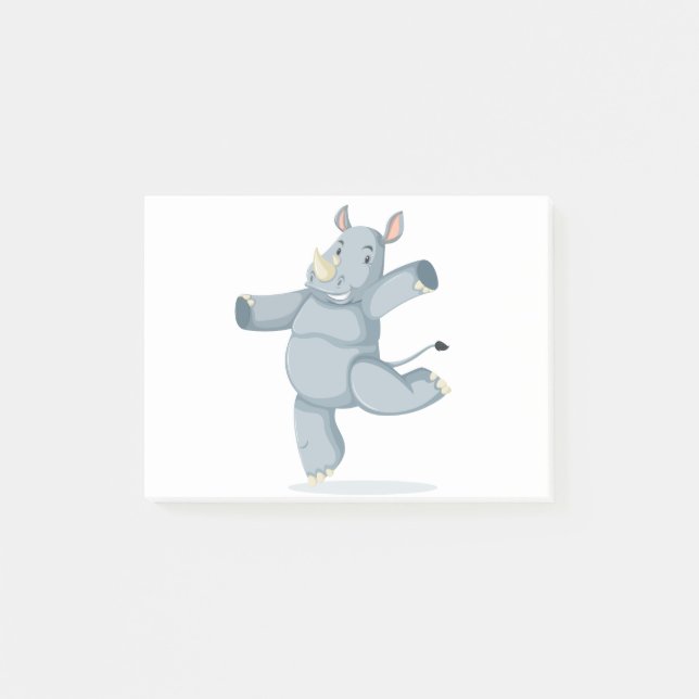 Cute dancing rhino post-it notes (Front)