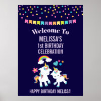 Cute Dancing Unicorns Magical Rainbow Birthday