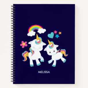 Cute Dancing Unicorns Magical Rainbow & Stars Notebook