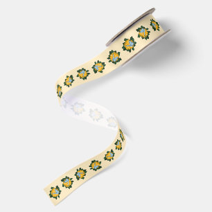 Cute Dandelion Butterflies Yellow Wildflower Satin Ribbon