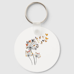 Cute Dandelion Chickens Lover Shirts For Women Gir Keychain