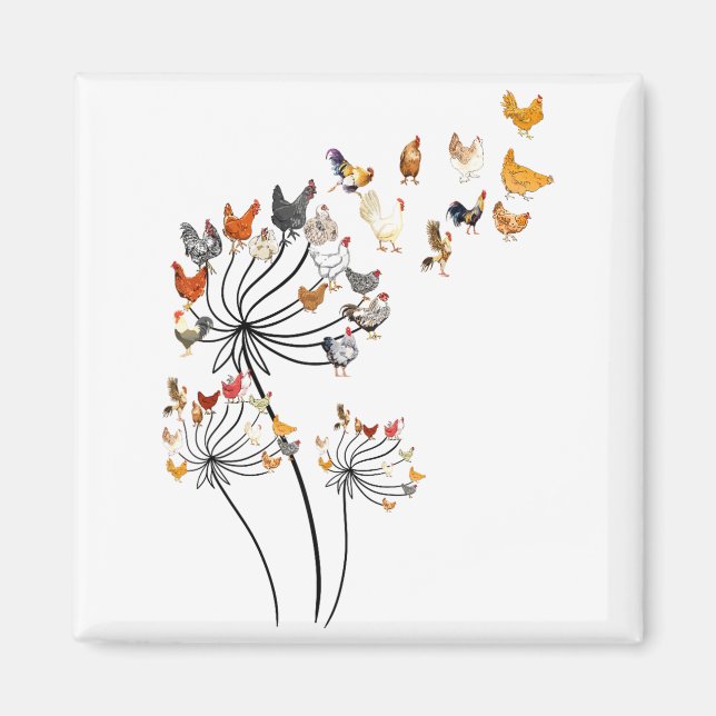 Cute Dandelion Chickens Lover Shirts For Women Gir Magnet (Front)