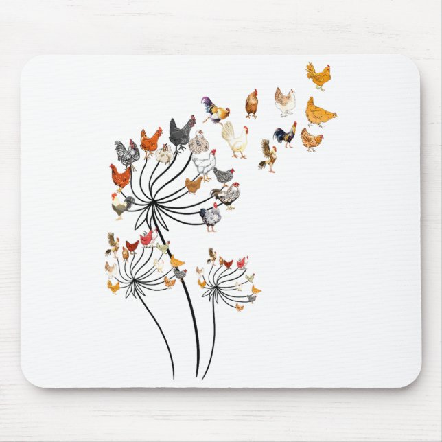 Cute Dandelion Chickens Lover Shirts For Women Gir Mouse Pad (Front)