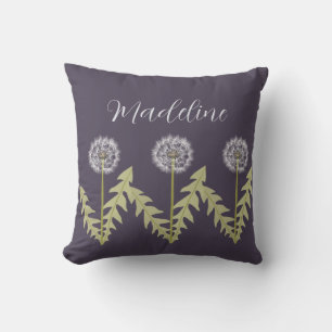 Cute Dandelion Name Purple Throw Pillow