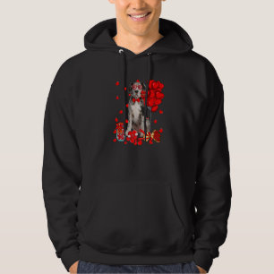 Cute Dane Dog Funny Heart Valentine's Day Dog Mom  Hoodie