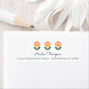 Cute Danish Flower in Blue Custom Return Address