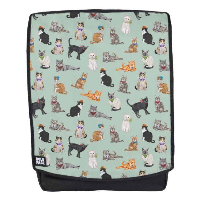 Cute Dapper Kitties Cat Pattern Backpack (Front)