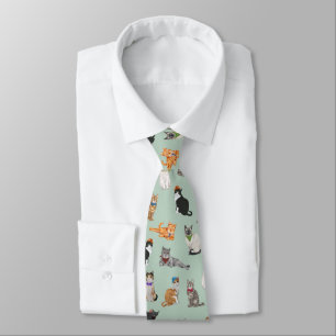 Cute Dapper Kitties Cat Pattern Tie