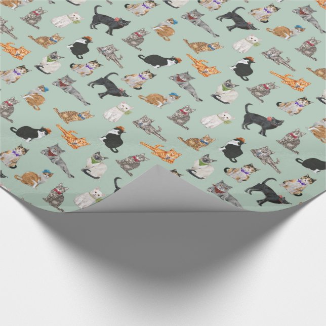 Cute Dapper Kitties Cat Pattern Wrapping Paper (Corner)