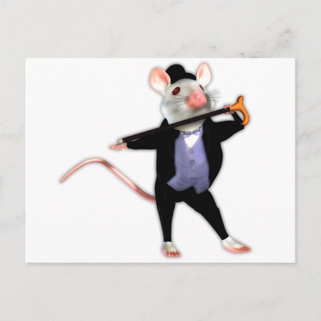 Cute Dapper Mouse, the Dancing Cartoon Mouse Postcard (Front)