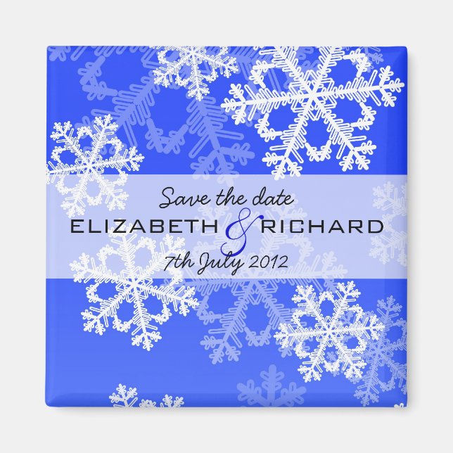 Cute dark blue and white Christmas snowflakes Magnet (Front)