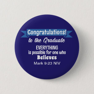 Cute Dark Blue and White Graduation Inspirational 2 Inch Round Button