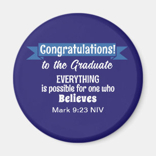 Cute Dark Blue and White Graduation Inspirational Magnet