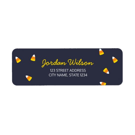 Cute Dark Blue Halloween Candy Corn Address Return Address Label
