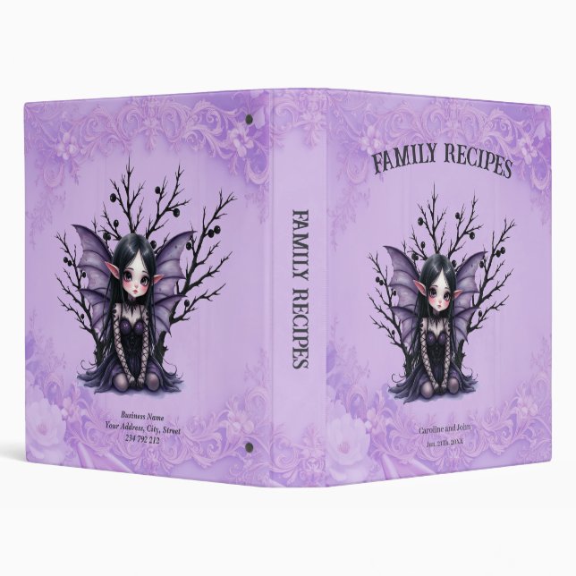 Cute Dark Fairy with Bat Wings.  Binder (Background)