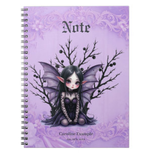 Cute Dark Fairy with Bat Wings.  Notebook