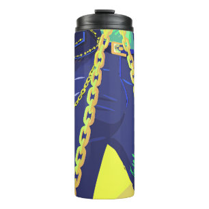 Cute Dark Female Character in Diamond Frame Thermal Tumbler