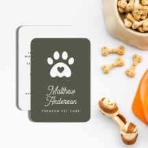 Cute Dark Green Heart Paw Pet Sitter Dog Walker