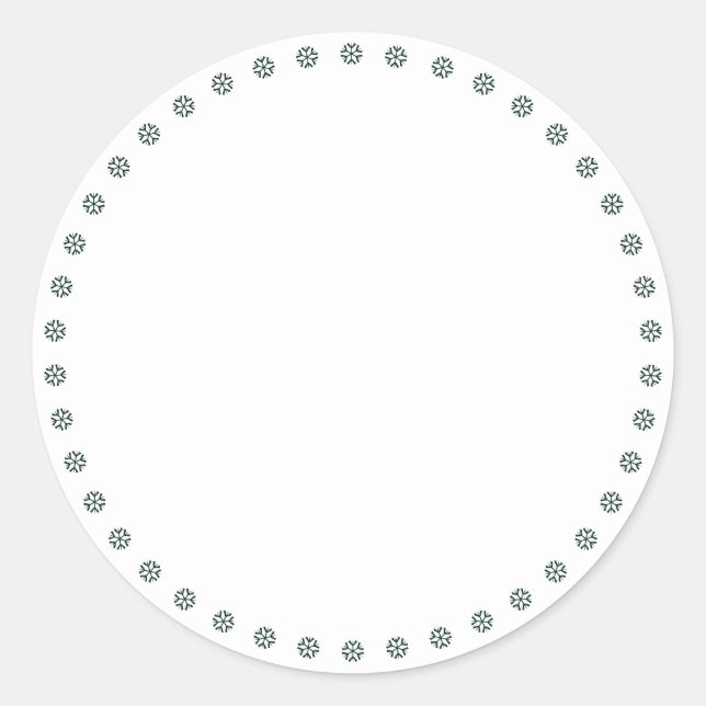 Cute dark green snowflakes border blank holiday classic round sticker (Front)