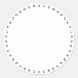 Cute dark green snowflakes border blank holiday classic round sticker