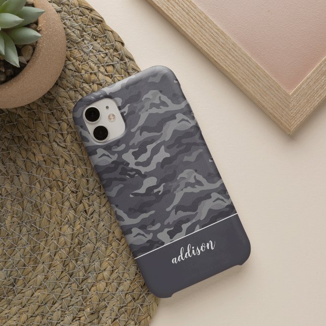 Cute Dark Grey Camo Personalized Case-Mate iPhone Case (Creator Uploaded)