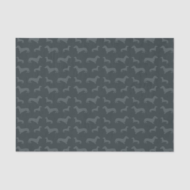 Cute dark grey dachshund pattern tissue paper (Front)
