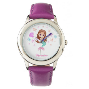 Cute Dark Hair Mermaid Watch
