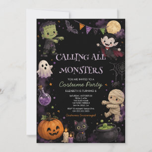 Cute Dark Halloween Costume Party  Invitation
