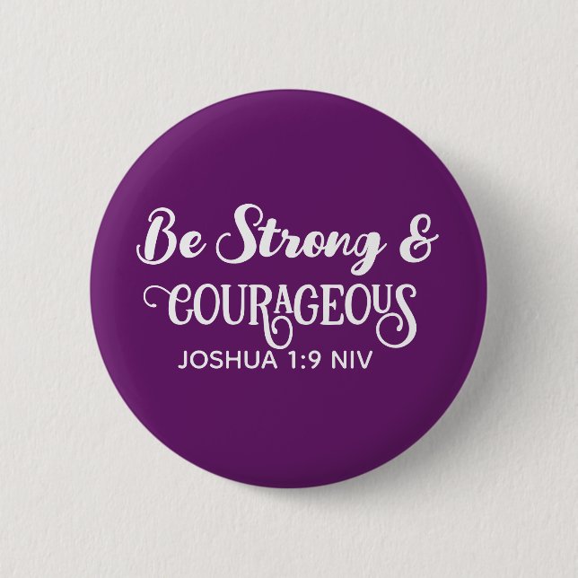 Cute Dark Purple Strong and Courageous Simple 2 Inch Round Button (Front)
