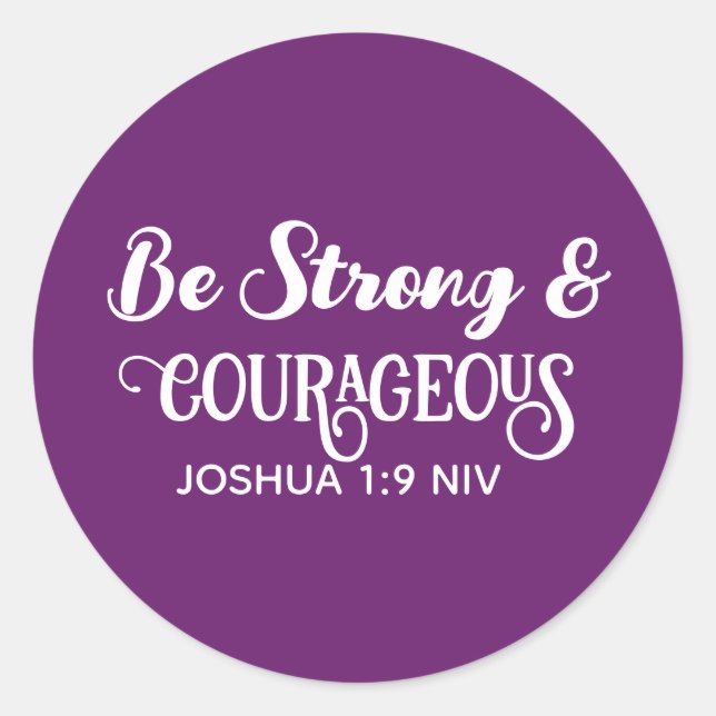 Cute Dark Purple Strong and Courageous Simple Classic Round Sticker (Front)