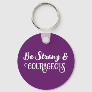 Cute Dark Purple Strong and Courageous Simple Keychain
