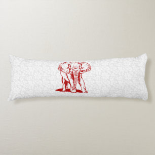 Cute Dark Red Elephant Line Drawing Body Pillow