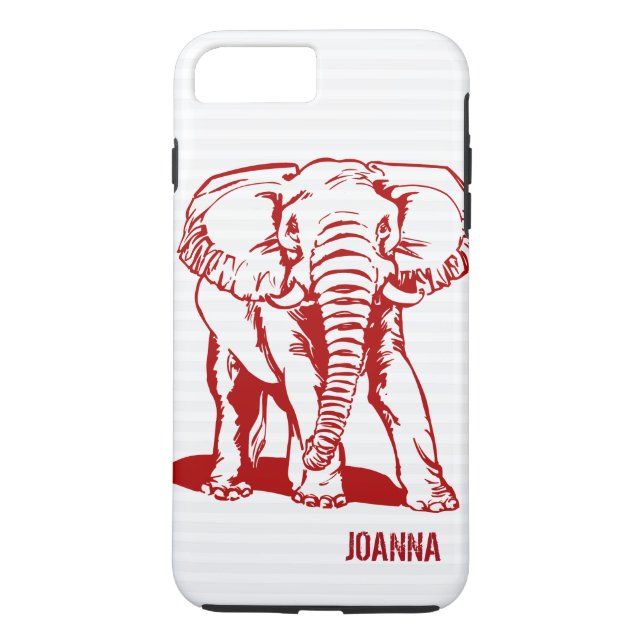Cute Dark Red Elephant Line Drawing Case-Mate iPhone Case (Back)