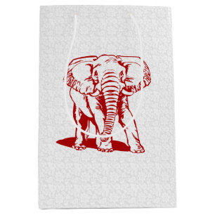 Cute Dark Red Elephant Line Drawing Medium Gift Bag