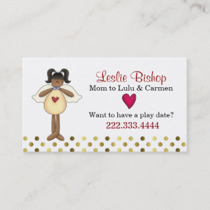 Cute Dark Skin Angel Mommy Play Date Card