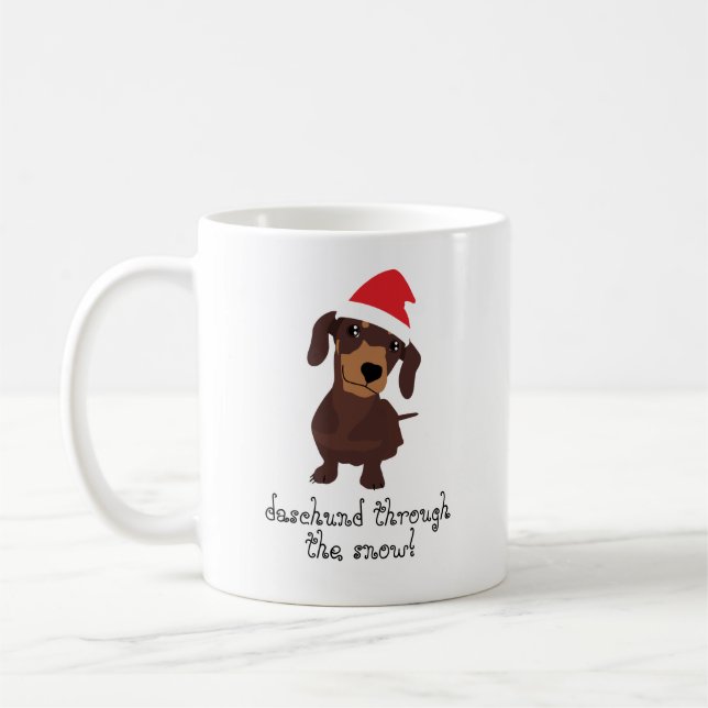 Cute daschund through the snow Xmas Mug (Left)