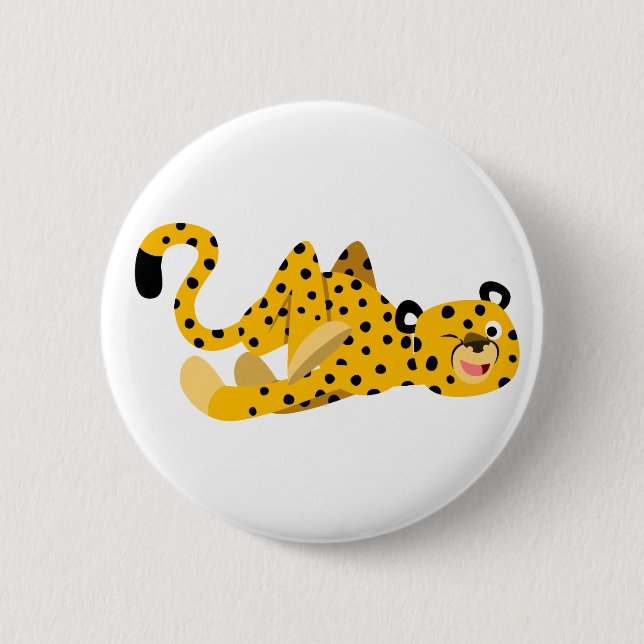 Cute Dashing Cartoon Cheetah Button Badge (Front)