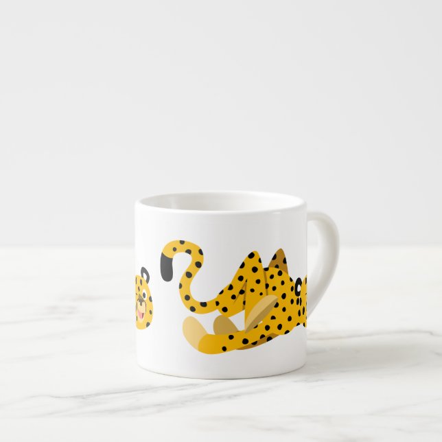 Cute Dashing Cartoon Cheetah Espresso Cup (Front Right)