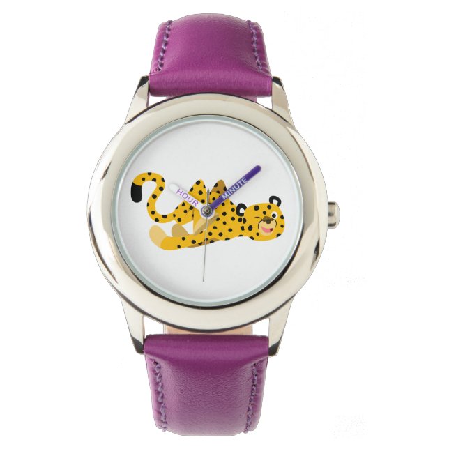 Cute Dashing Cartoon Cheetah Watch (Front)