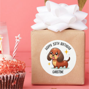 Cute dashound Birthday Party favours Classic Round Sticker
