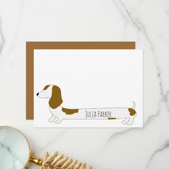 Cute datchshund Personalized stationery note card (Front/Back In Situ)