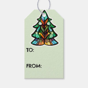 Cute Dated Faux Stained Glass Holiday Gift Tags