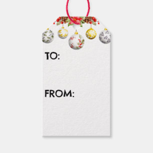 Cute Dated Holiday Ornaments Gift Tags