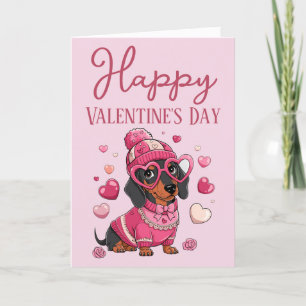 Cute Dauschund Dog Gone Wonderful Valentine's Card