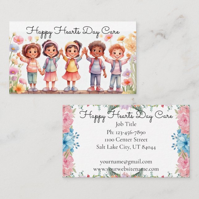 Cute Day Care Babysitting Business Card (Front/Back)