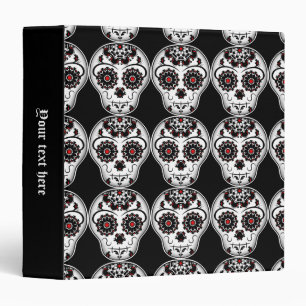 Cute Day of the Dead sugar skull with red accents Binder