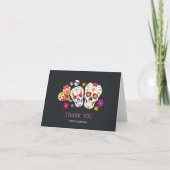 Cute Day of the Dead Sugar Skulls Personalized Thank You Card (Front)
