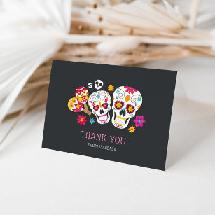 Cute Day of the Dead Sugar Skulls Personalized Thank You Card