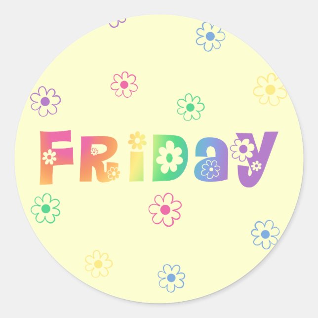 Cute Day Of The Week Friday Classic Round Sticker (Front)